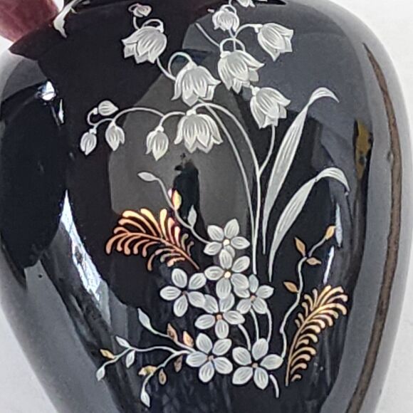 B H Geschenke German Vases Art Pottery Signed Floral Trees Gold Trim Set of 2 - Picture 10 of 13